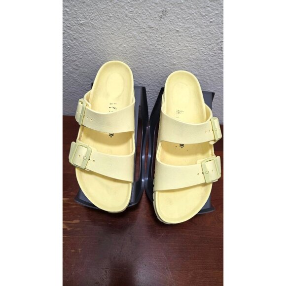 Birkenstock Arizona Eva Sandals Yellow Double Strap Adjustable Size 41 Narrow Fi - Picture 2 of 8